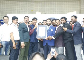 JR International Taekwondo Academy and Vision Martial Arts Academy, with 1,212 Athletes Set Guinness World Record at Gachibowli Stadium